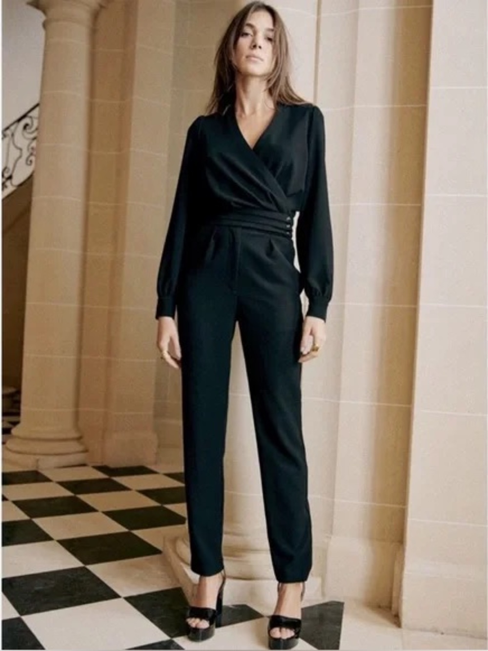Sézane Penda Jumpsuit Black Size 38 Size 6